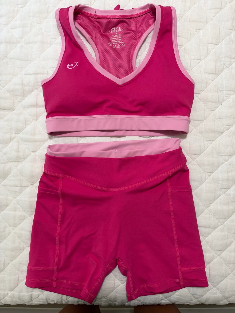 Expntl Athletics Sports Bra & Shorts Set - Pink Panther - Size Small
